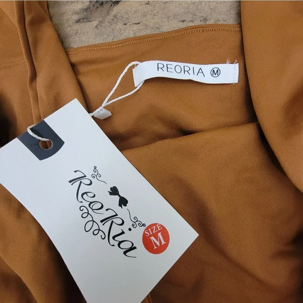 NWT ReoRia Women's Sleeveless Square Neck Soft Bodysuit Solid Brown